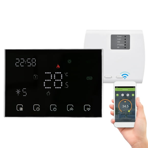 Homgeek Programmable Smart Digital Thermostat Room Temperature Controller with LED Touchscreen WiFi Connection Replacement for Home Home Market Factory School Office Hotel Gas Boiler Heating