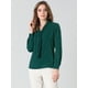 thumbnail image 4 of INSPIRE CHIC Blusa Elegante De Oficina De Trabajo Para Mujer, Camisa Plisada Con Cuello De Lazo Y Manga Larga Verde oscuro L, 4 of 6