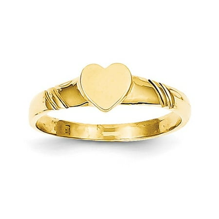 14k Yellow Gold Engravable Children's Heart Ring