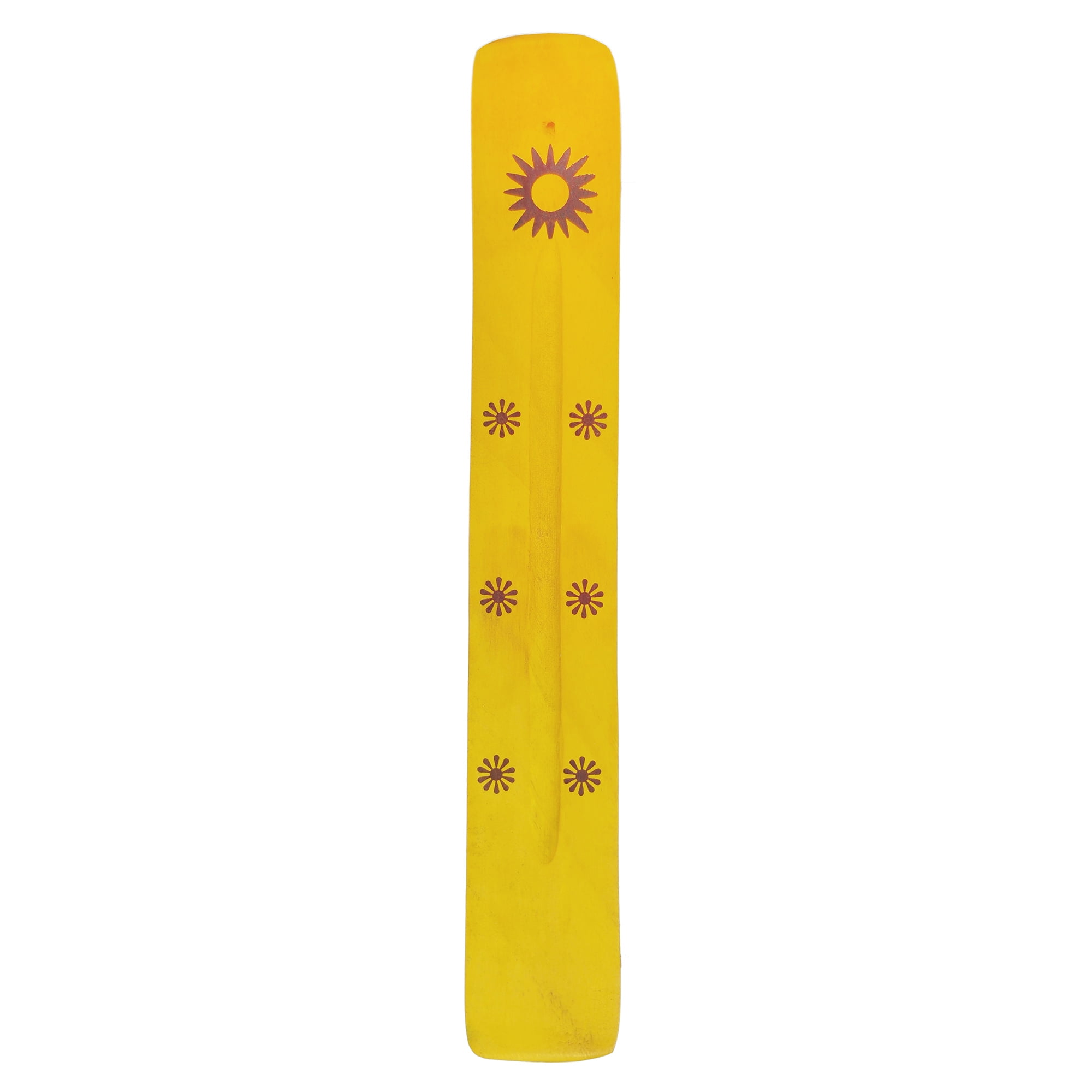 Hosley Yellow Painted Wooden Sun Pattern Incense Stick Burner