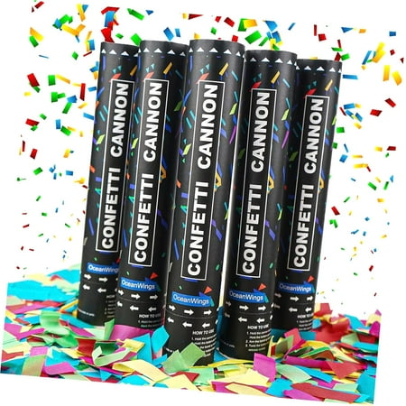 SKYSONIC Confetti Blaster Party Kit - 5-Pack Confetti Launchers for Birthdays, Graduations, Weddings, New Year's , and Office Pranks, Confetti