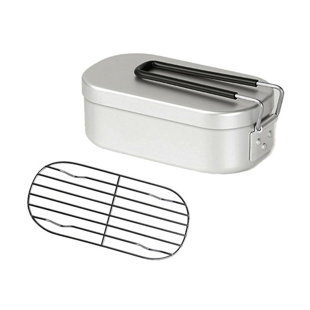 Black Fiambrera de aluminio ligera con asas plegables, fiambrera portátil Bento