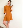 thumbnail image 3 of Jupe en Tricot Côtelé pour Femmes, Manches Lanterne, Col Rond, Robe Courte, Chandail-Over, Jupe Chandail avec Poches, Automne Hiver, Jupe du Bas, 3 of 4