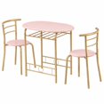 thumbnail image 5 of Ktaxon 3 Piece Dining Set, Compact 2 Chairs and Table Set with Oval Tabletop Small Kitchen Dining Set for 2, Perfect for Apartment & Small Spaces, Flamingo Pink, 5 of 6