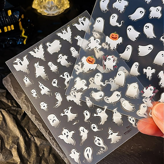 Yoyauz 2PCS Halloween Nail Stickers Self-Adhesive Diy Nail Stickers With Halloween Party Nail Decoration Stickers