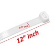 thumbnail image 3 of Wideskall 12" inch Super Heavy Duty 150 Lbs Nylon Cable Zip Tie White Wire Pack of 10, 3 of 3