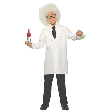 Childs Mad Scientist Lab Coat Beaker Bunsen Burner Chemist Halloween Costume Kit
