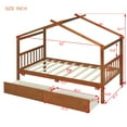 thumbnail image 4 of Aukfa Twin Size House Bed with Two Storage Drawers for Kids, Solid Wood Montessori Bed Frame, Walnut, 4 of 8