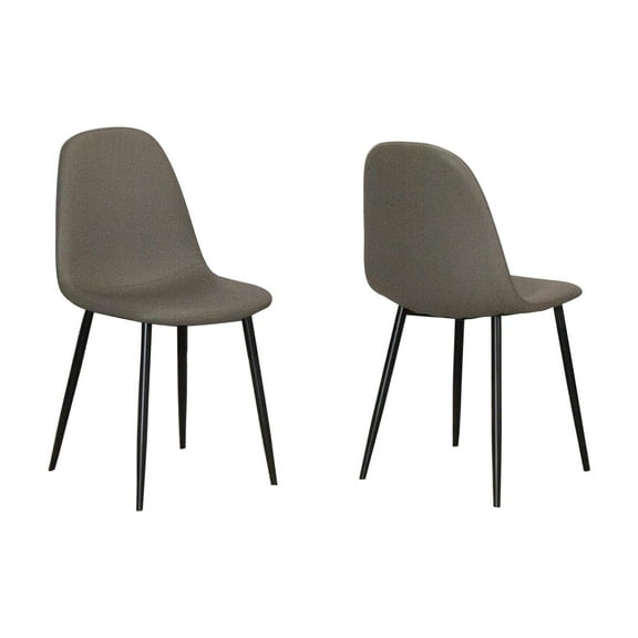 Leda Faux Leather Mocha Brown Dining Chairs Black Metal Legs Set of 2