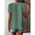 thumbnail image 2 of MORTTIC Women's Ruffle Hem Short Sleeve T-Shirt, Casual Summer Crew Neck Blouses Top, L, 2 of 3