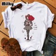 thumbnail image 3 of Camiseta personalizada de película de payaso de terror para mujer, ropa con estampado de Stephen King, Pennywise, Tops para mujer 2024, 3 of 5