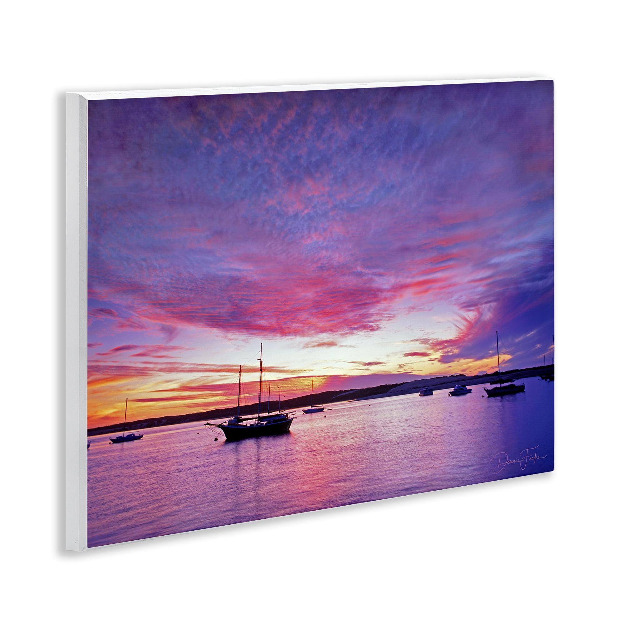 Stupell Industries Distant Boats at Sunset Transportation Photography Unframed Art Print Wall Art, 14 x 11