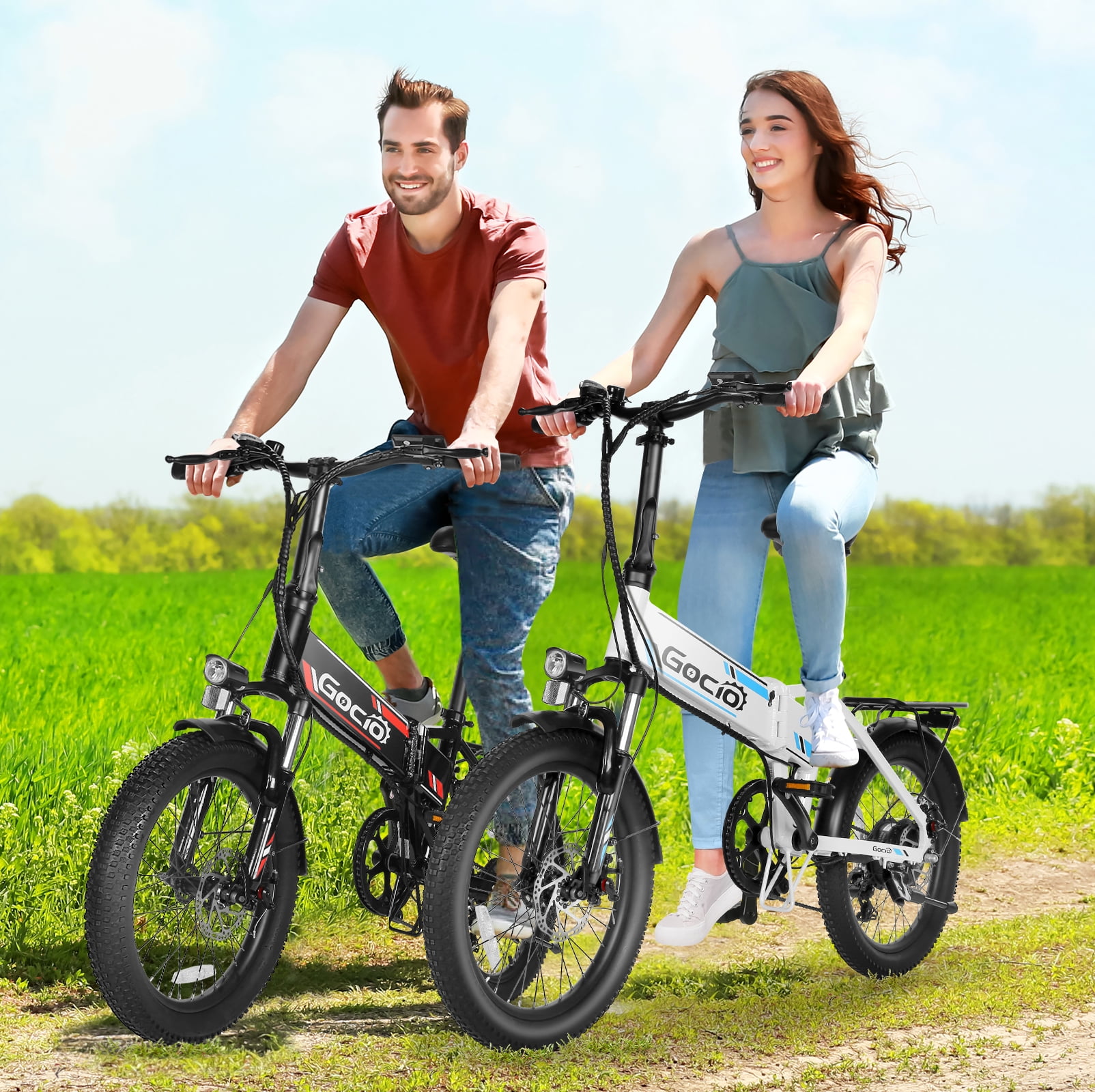 Gocio Foldable Electric Bike for Adults, Peak 750W Electric Mountain Bicycles, 20" * 2.4" Fat Tire Electric Bicycle, 375Wh 48V Removable Lithium-Ion Battery,Urban Commuter Ebike Man Woman UL2849