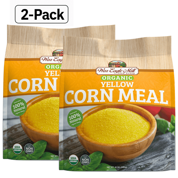 War Eagle Mill Organic USDA Organic, Non-GMO Yellow Cornmeal, 48 oz Bags (pack of 2)
