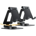 thumbnail image 1 of Support de Téléphone Rotatif 360 Lot de 2, Support de Téléphone Pliable Entièrement Réglable, Berceau de Bureau en Aluminium avec Base Antidérapante, Noir, 1 of 5