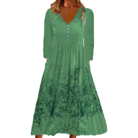 

Printed V Neck Button Long Sleeve Dress Women s Pocket Long Dress Womens off Shoulder Short Sleeve Maternity Dress plus Size Casual Outfits for Women Womens Casual Dresses Maxi Cold Shoulder Dresses