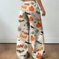 thumbnail image 5 of Hearthz Womens Flannel Pajama Pants Boo Ghost Pumpkin Graphic Womens Fluffy Pajama Pants Drawstring Elastic Waist Wide Leg Pajamas Pants for Women, 5 of 5