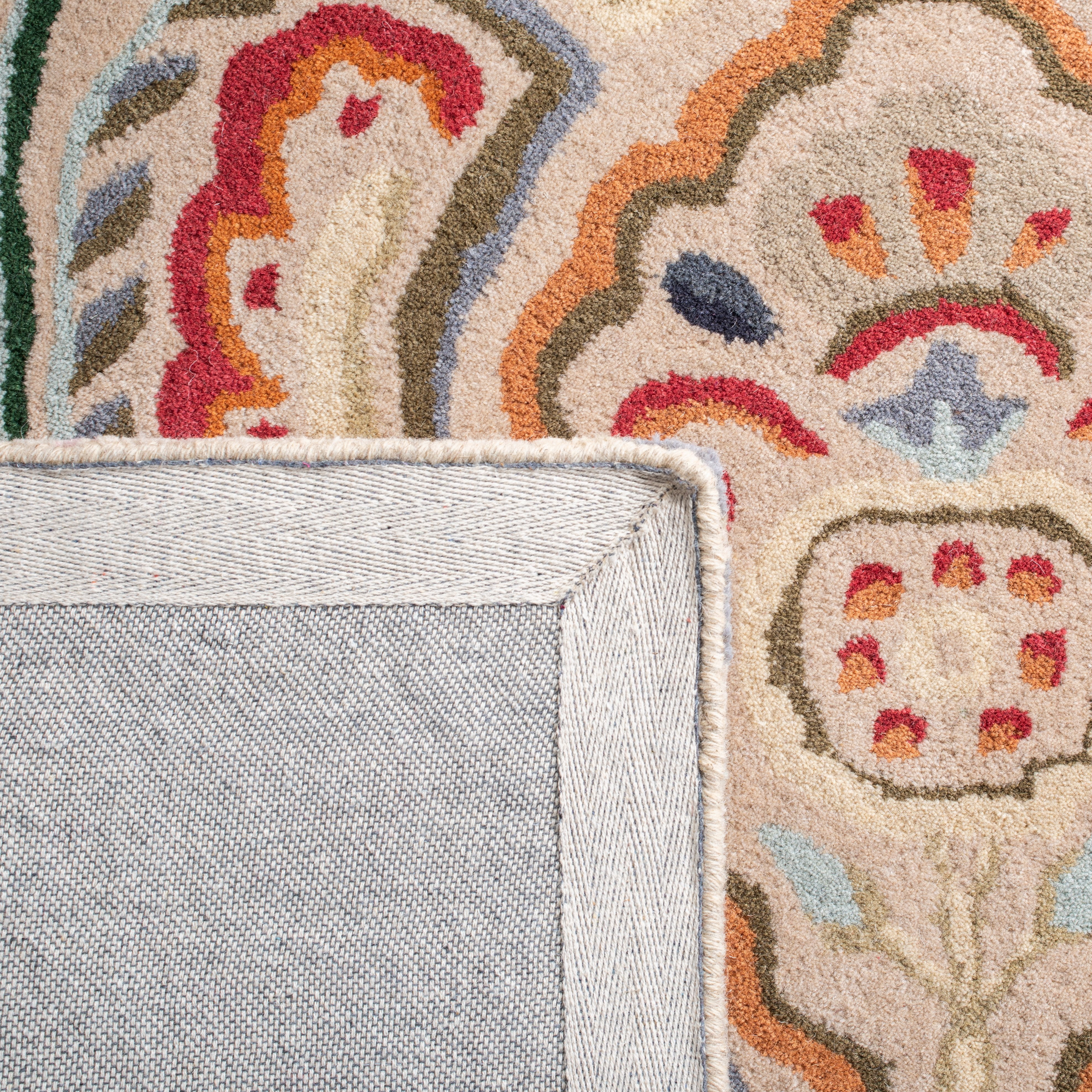 SAFAVIEH Bella Meriel Southwestern Wool Area Rug, Beige/Blue, 5' x 5' Square