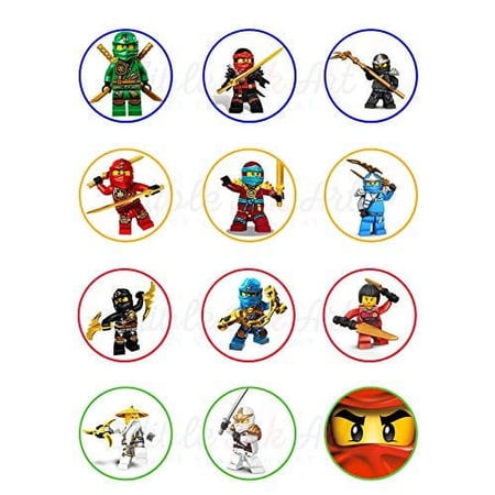 Ninjago Lego Edible Cupcake Toppers, by Inkuten (12 Count)