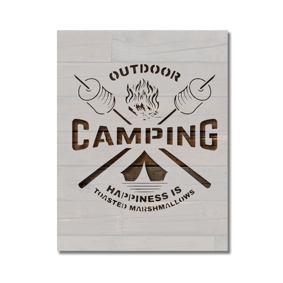 Outdoors Camping Toasted Marshmallows Stencil Template Reusable 8.5 x 11 Inches for Painting on Walls, Wood, Arts and Crafts by Stencilville