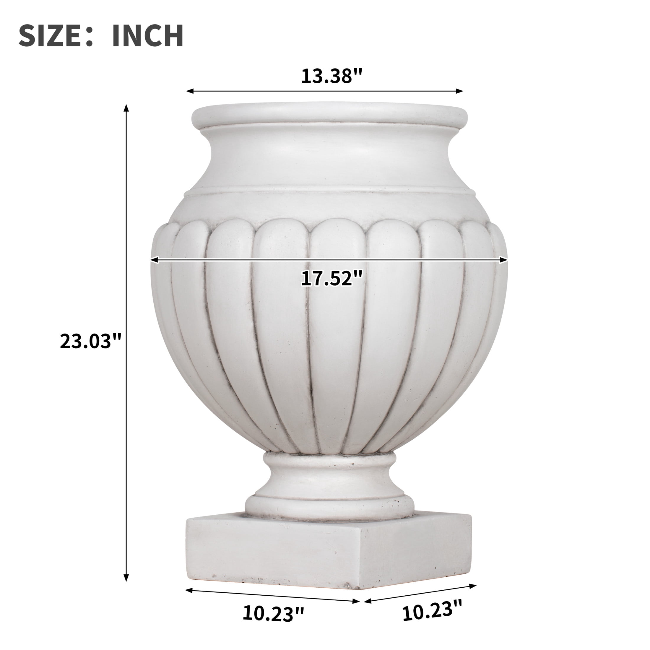 Christopher Knight Home 23" Outdoor Patio MGO Classical Scalloped Pedestal Flower Pot, Antique White