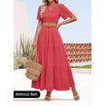 thumbnail image 2 of Vestido largo ZESICA 2025 de verano con manga corta y cuello en V para mujer, 2 of 5