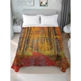 thumbnail image 2 of Full Size Flat Sheet Only, Red Orange Forest Fall Soft Brushed Microfiber Bed Sheets, Thanksgiving Tree Maple Leaf Hotel Quality Breathable Bedding Top Sheet, Easy Care, 81"x96", 2 of 9