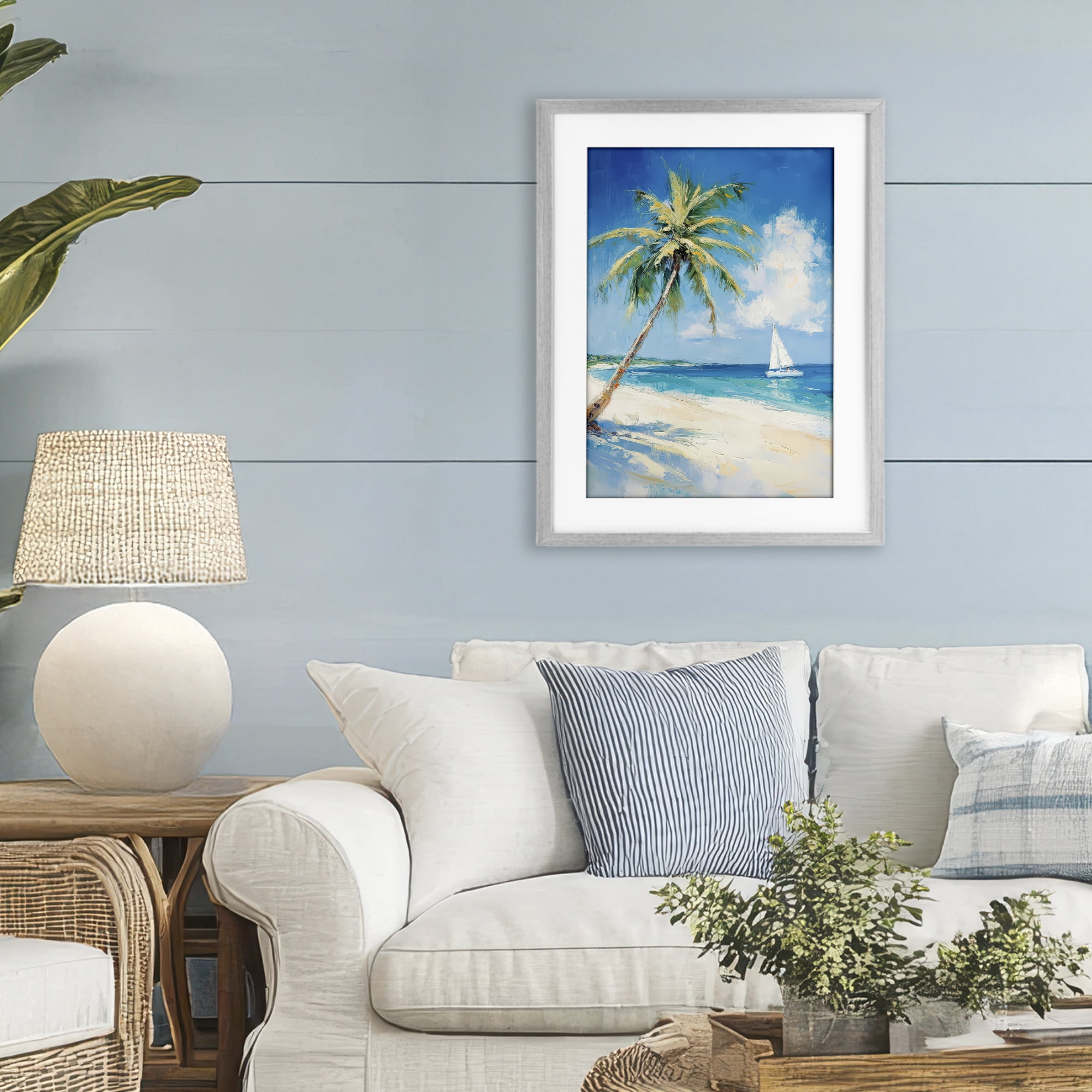 Stupell Industries White Clouds & Sails Gray Framed Print Under Glass, design by Petal Prints Design