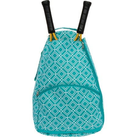 Tennis Backpack - LISH Women's Advantage Geometric Diamond Print Tennis Racquet Holder Backpack