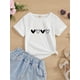 thumbnail image 1 of Girl's Cartoon Hearts Pattern Shirt, Casual Breathable Comfy Short Sleeve Crew Neck Tee Top For City Walk Street Hanging Outdoor Activities, 1 of 6