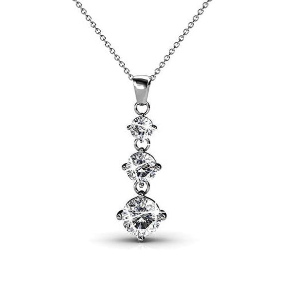Cate & Chloe Delilah 18k White Gold Plated Pendant Necklace with Swarovski Crystals Gift for Women