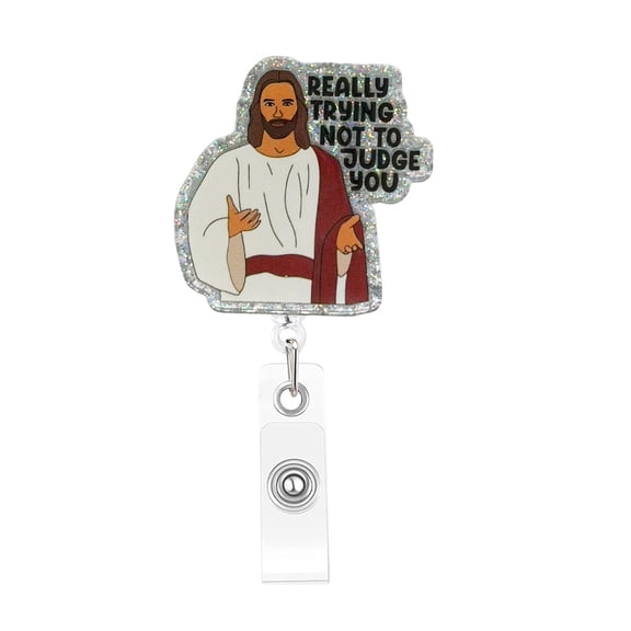 Funny Badge Reel,Cute Retractable ID Badge Holder,Name Tag Work Badge Buddy,Gift for Workers,Automatic Retractable Badge Clip
