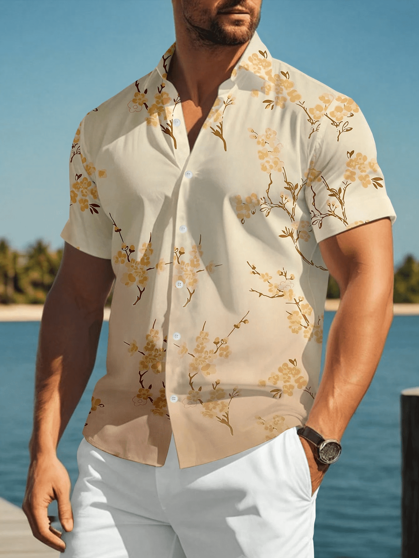 MCEDAR - Camisas De Manga Corta Con Botones Para Hombre