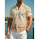 thumbnail image 2 of Camisas hawaianas para hombre, camisa de manga corta con botones y estampado floral con corte floral irregular para uso informal y vacaciones en verano, 2 of 4