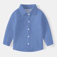 thumbnail image 4 of HOMADLES Boys Button Down Shirts Long Sleeve Lapel Solid School Uniform, Uniform Shirt Blue 5 T, 4 of 6