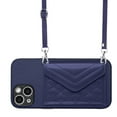 thumbnail image 2 of for iPhone 14 Slim Case with Card Holders and Strap for Women, iPhone 14 Phone Case Wallet PU Leather Kickstand RFID Blocking Flip Shockproof Wallet Case - Blue, 2 of 11