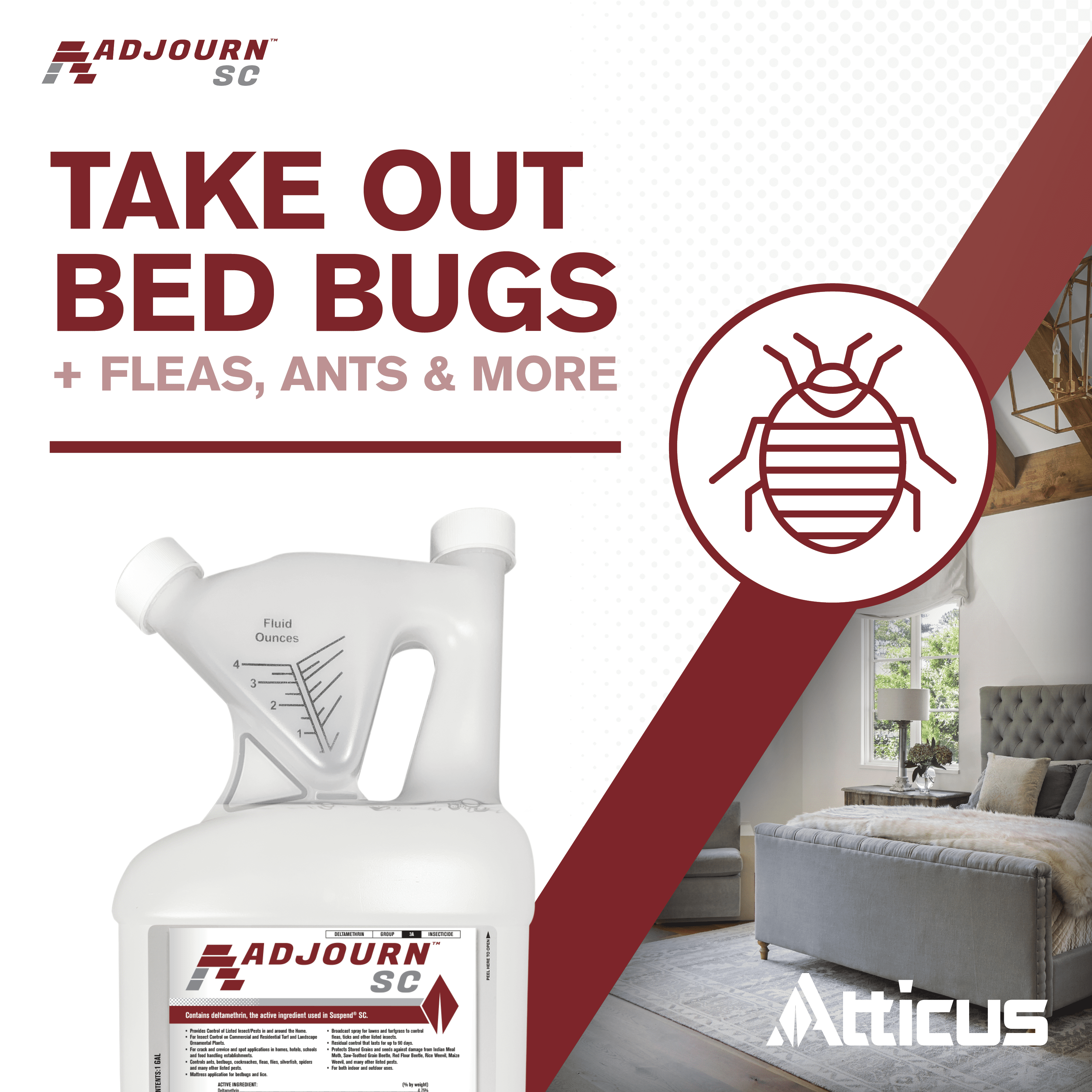 Adjourn SC (16 Ounce) Insecticide Concentrate - Indoor and Outdoor Insect Control - 4.75% Deltamethrin  by Atticus