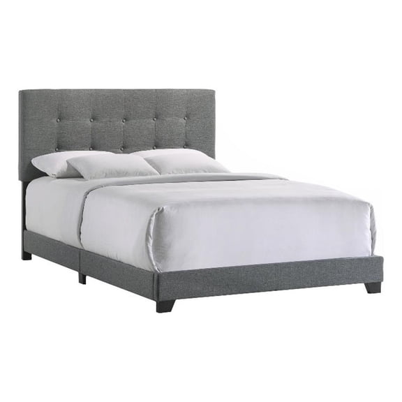 Pemberly Row Modern Fabric Queen Upholstered Bed in Gunmetal Gray