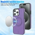 thumbnail image 3 of ELEHOLD Case for iPhone 15 Pro Max, Shockproof Slim Magnetic Leather Case, Compatible with MagSafe Accessories,Purple, 3 of 5