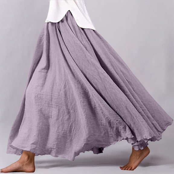 Women's Stretchy Waist Flowy Midi Skirt For Daily Wear Vacation Dance Comfortable Elastic High Waist Long Skirt Basic Solid Color Casual Boho Skirt Short Skirt Can Can Skirt Skirt with Shorts