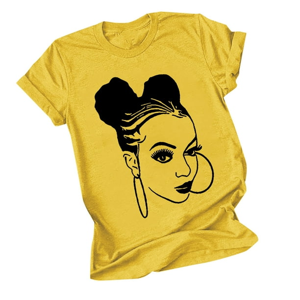 Tops de Manga Corta de las Mujeres, Cuello Redondo Impreso, Camiseta de Manga Corta para las Mujeres
