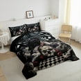 thumbnail image 3 of Castle Fairy Animal Black Crow Bedding Comforter Set 2pcs for Boys Girls,Gothic Floral Rose Skull Twin Comforter Sets Microfiber,Geometric Plaid Grid Breathable Bedding Set,Lightweight Room Decor, 3 of 8
