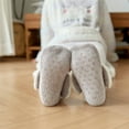 thumbnail image 4 of Lovskoo Slipper Socks for Women Mid-Calfgirls Winter Rabbit Ears Thicken Warm Non-Slip Combed Tube Socks Floor Middle Slipper Socks Cute Novelty Crew Socks Gray, 4 of 9