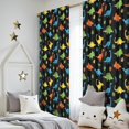 thumbnail image 5 of Dinosaur and Leaves Black Pattern Insulated Teens Curtains Set Of 2, Bedroom Essentials, Toddler Room Decor 52"x84", 5 of 5
