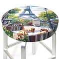 thumbnail image 3 of Lsque Parisian Cafe With Eiffel Pattern Round Bar chair cushion covers Velvet Fabric Premium Comfort Protects from Scratches and Stains for 14-17 Inch Chair-14 inch, 3 of 7