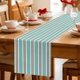 thumbnail image 3 of Table Runners 120 Inches Long Dress Scarves, Teal Brown Striped Farmhouse Coffee/Dining/Kitchen Table Decor Table Runner for Living Room, Modern Farmhouse Vertical Stripes 13x120 Inch, 3 of 5