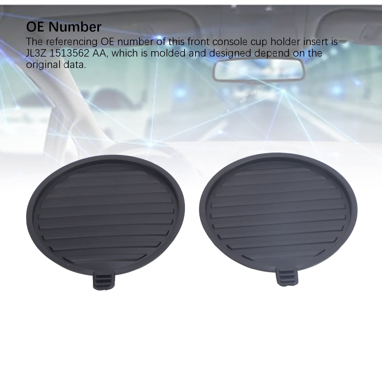 NFTIGB 2 Pcs Front Console Cup Holder Insert JL3Z 1513562 AA Replacement Cup Holder Pad for Ford F150 2017-2021 & Expedition 2018-2021, Automotive Interior Accessories (4.33 inches / 11 cm)