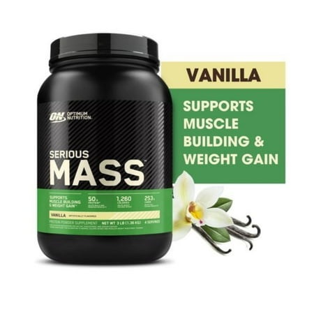Optimum Nutrition Serious Mass, Vanilla, Weight Gainer Protein Powder, Mass Gainer, 3 lb