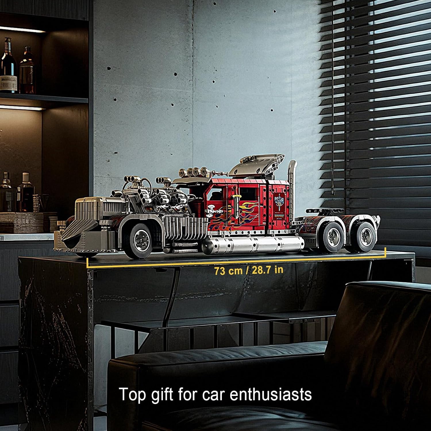 TH-24 Semi Truck Model Car Kits, Advanced Collectible Building Set for Adults, Heavy Monster Truck Toy with Powerful 24-Cylinder Engine, Home or Office Décor, Gift for Engineering Vehicles Lover