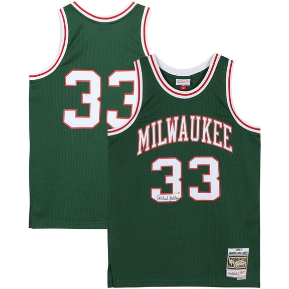 Kareem Abdul-Jabbar Milwaukee Bucks Autographed Green Mitchell and Ness 1970-71 Throwback Jersey - Fanatics Authentic Certified